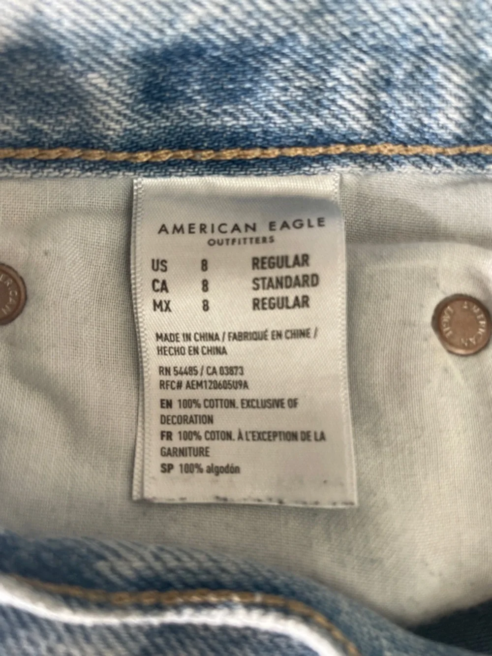 AMERICAN EAGLE Skater Jean 100% Cotton High Rise Wide Leg Distressed Size 8